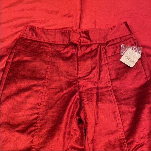 Free People 'Walk With You' Red Velvet Pants / Trousers NWT in Cherry Juice Sz 4 - Picture 6 of 9